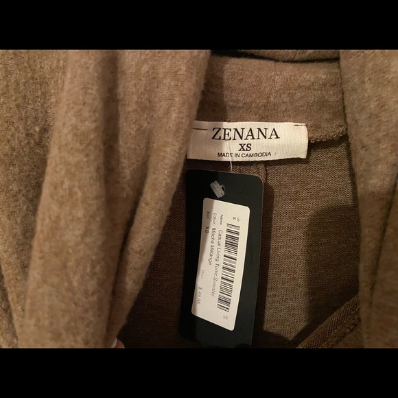 Silver Icing “Casual Living Tunic Sweater” Mocha by Zenana Fits Small/Medium - Picture 5 of 7